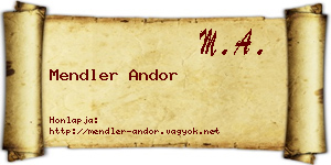 Mendler Andor névjegykártya